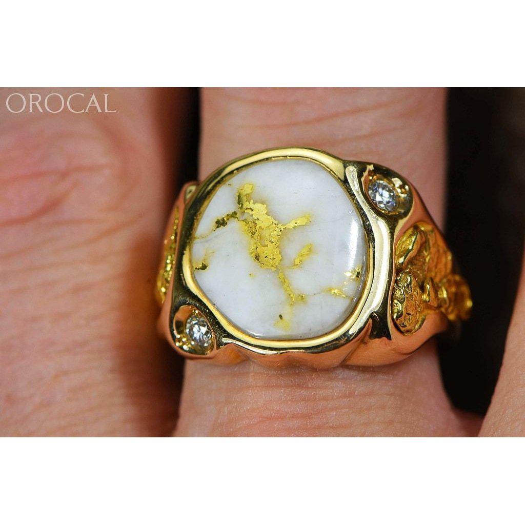 Orocal Gold Quartz Mens Ring with Diamonds RM518D20Q-Destination Gold Detectors