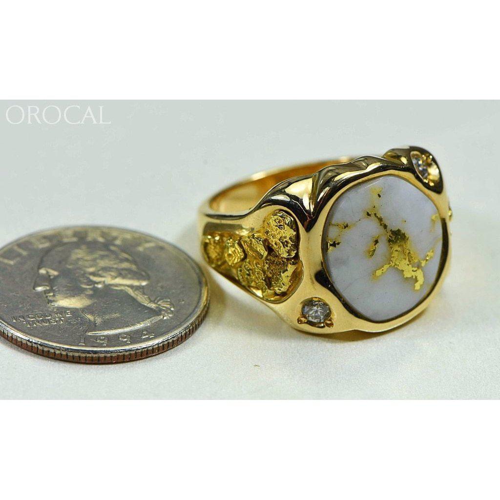 Orocal Gold Quartz Mens Ring with Diamonds RM518D20Q-Destination Gold Detectors