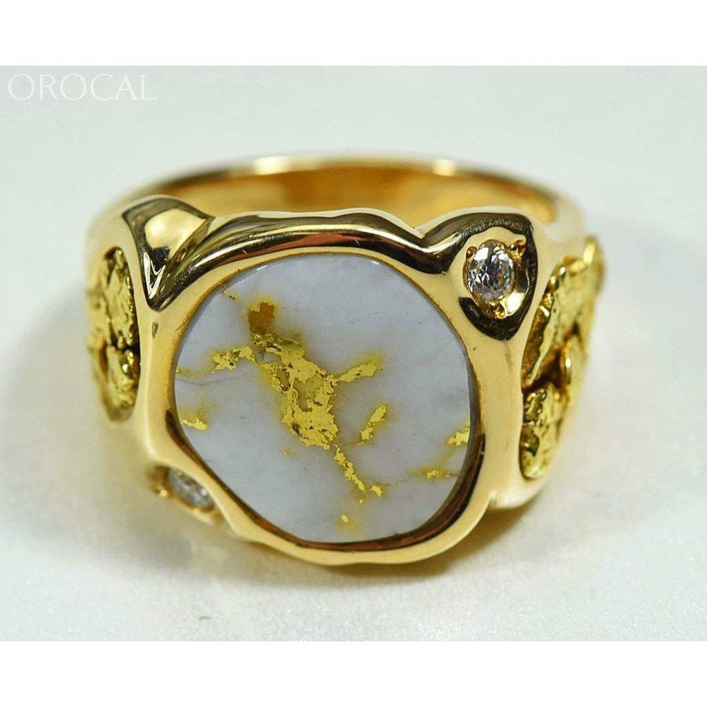Orocal Gold Quartz Mens Ring with Diamonds RM518D20Q-Destination Gold Detectors