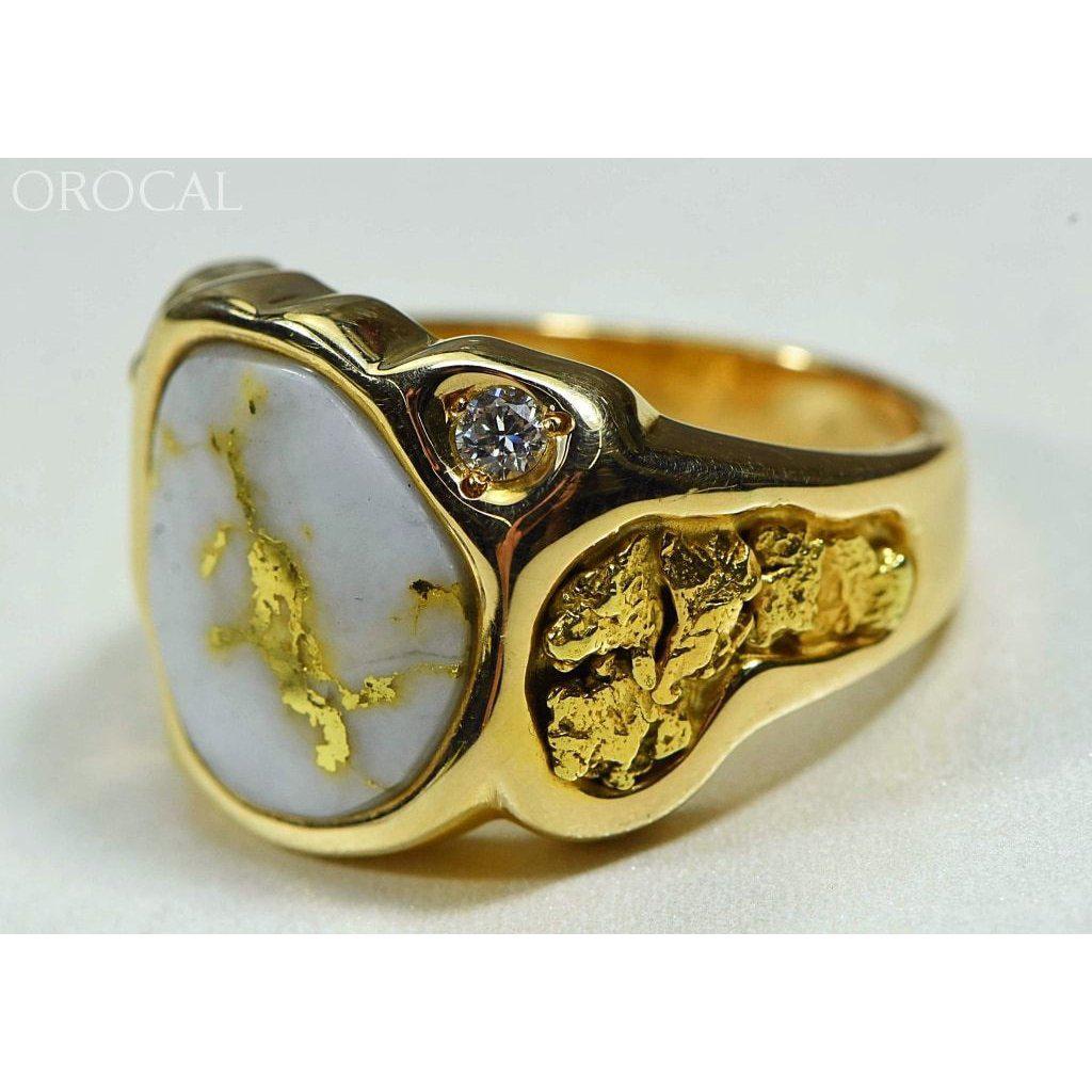 Orocal Gold Quartz Mens Ring with Diamonds RM518D20Q-Destination Gold Detectors