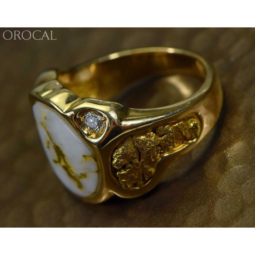 Orocal Gold Quartz Mens Ring with Diamonds RM518D20Q-Destination Gold Detectors