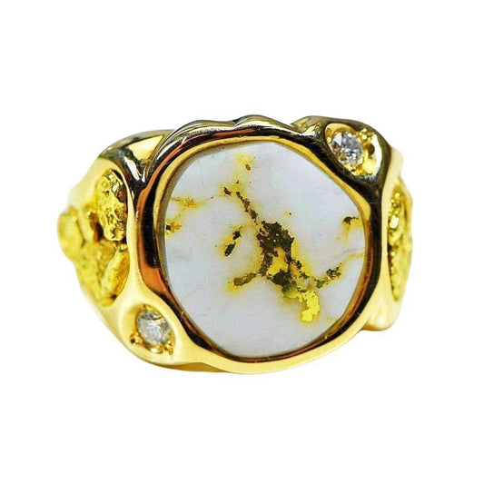 Orocal Gold Quartz Mens Ring with Diamonds RM518D20Q-Destination Gold Detectors