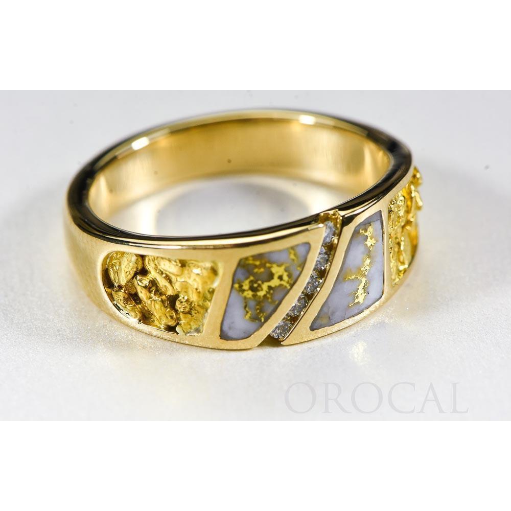 Orocal Gold Quartz Mens Ring with Diamonds RM731SD10NQ-Destination Gold Detectors