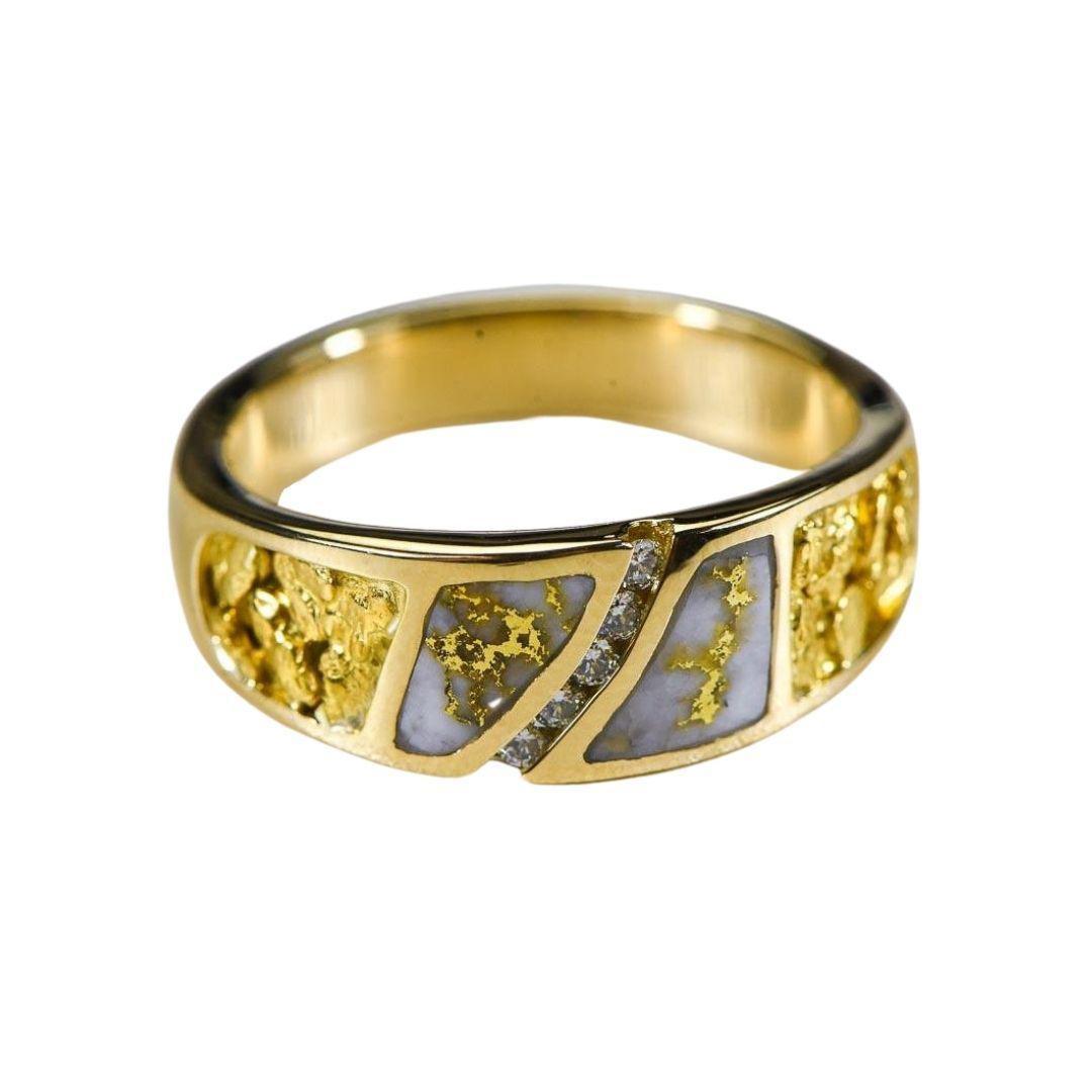 Orocal Gold Quartz Mens Ring with Diamonds RM731SD10NQ-Destination Gold Detectors