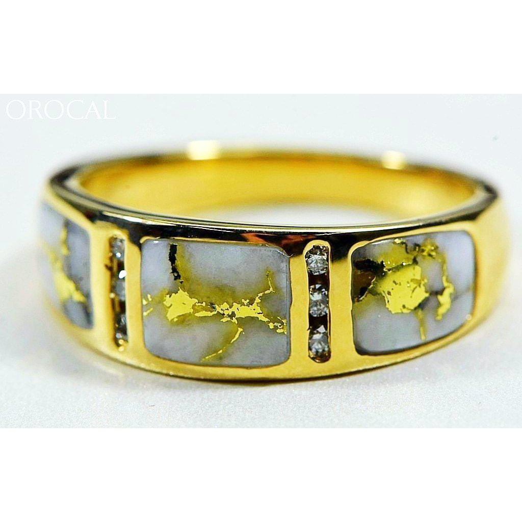 Orocal Gold Quartz Mens Ring with Diamonds RM732D12Q-Destination Gold Detectors