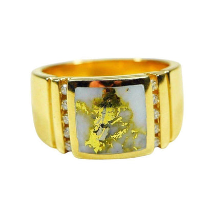Orocal Gold Quartz Men's Ring with Diamonds- RM779D24Q-Destination Gold Detectors