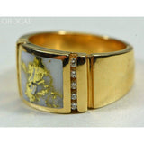 Orocal Gold Quartz Men's Ring with Diamonds- RM779D24Q-Destination Gold Detectors
