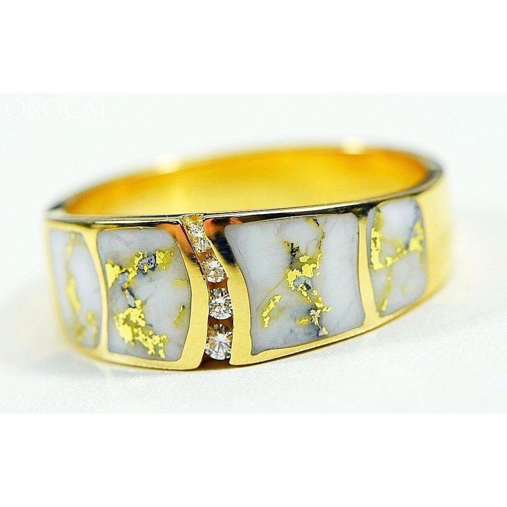 Orocal Gold Quartz Mens Ring with Diamonds RMDL58SD9Q-Destination Gold Detectors
