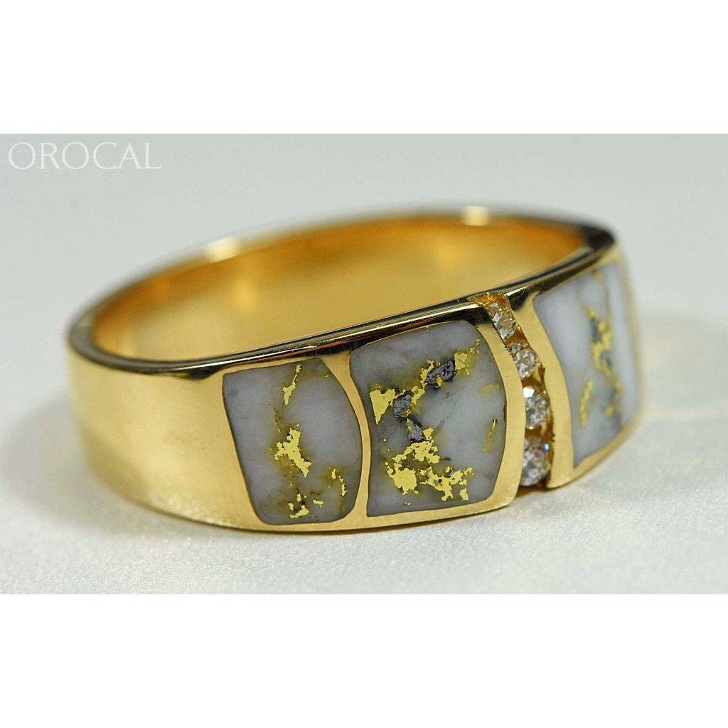 Orocal Gold Quartz Mens Ring with Diamonds RMDL58SD9Q-Destination Gold Detectors