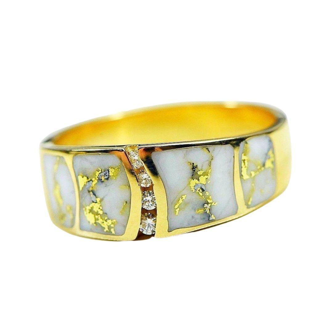 Orocal Gold Quartz Mens Ring with Diamonds RMDL58SD9Q-Destination Gold Detectors