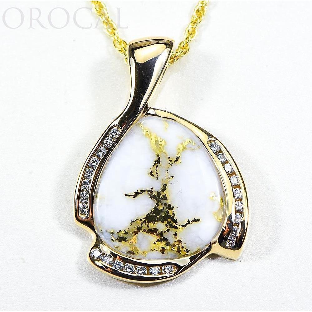 Orocal Gold Quartz Pendant with Diamonds PDL105D50QX-Destination Gold Detectors