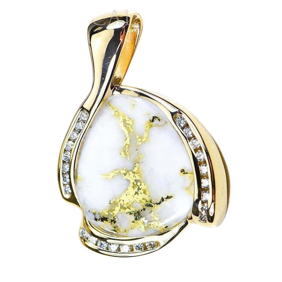 Orocal Gold Quartz Pendant with Diamonds PDL105D50QX-Destination Gold Detectors