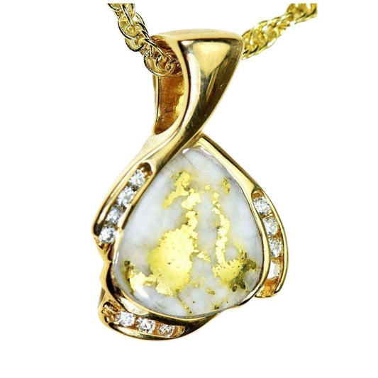 Orocal Gold Quartz Pendant with Diamonds PDL105SD16.5QX-Destination Gold Detectors