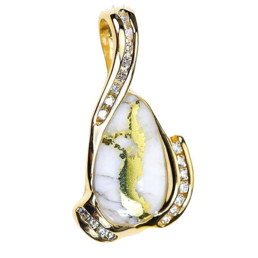 Orocal Gold Quartz Pendant with Diamonds PDL106D38QX-Destination Gold Detectors