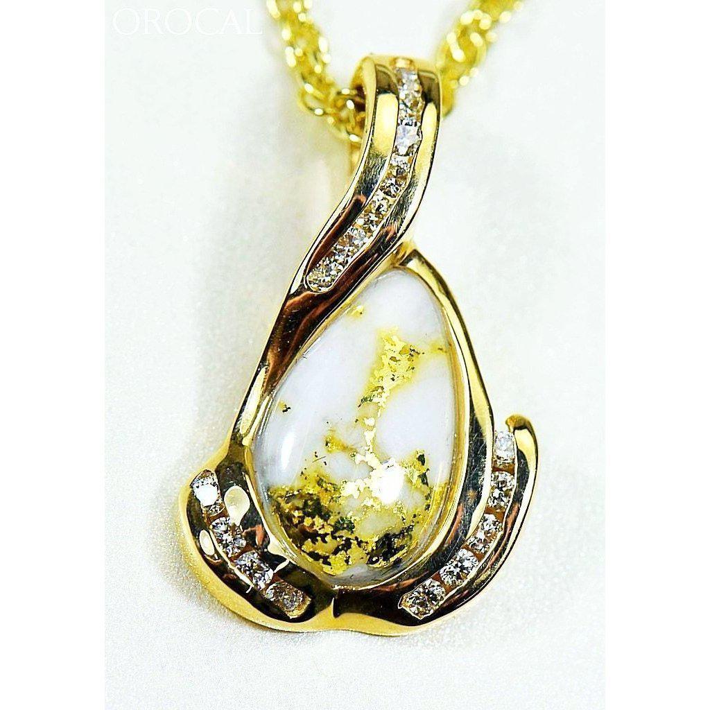 Orocal Gold Quartz Pendant with Diamonds PDL106SD14QX-Destination Gold Detectors