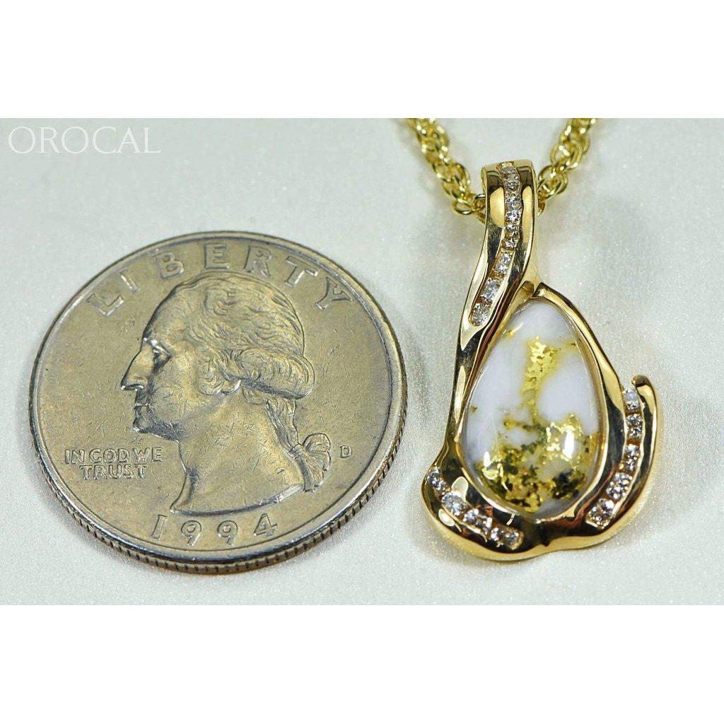 Orocal Gold Quartz Pendant with Diamonds PDL106SD14QX-Destination Gold Detectors