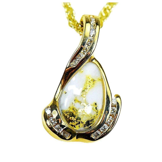 Orocal Gold Quartz Pendant with Diamonds PDL106SD14QX-Destination Gold Detectors