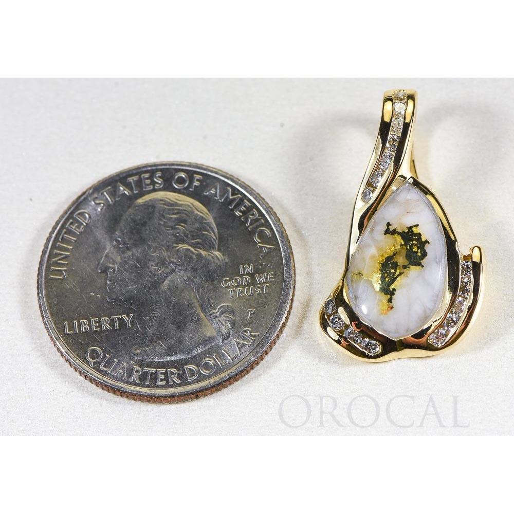 Orocal Gold Quartz Pendant with Diamonds - PDL106SD32Q-Destination Gold Detectors