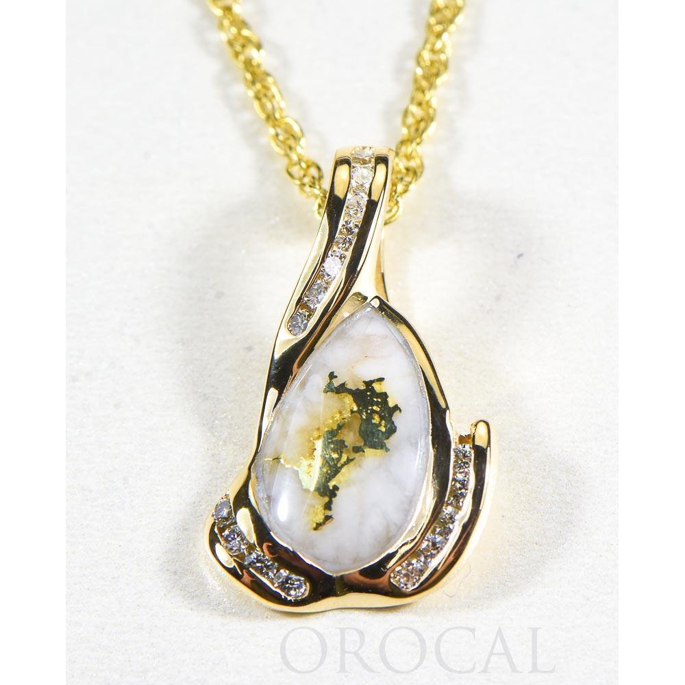 Orocal Gold Quartz Pendant with Diamonds - PDL106SD32Q-Destination Gold Detectors