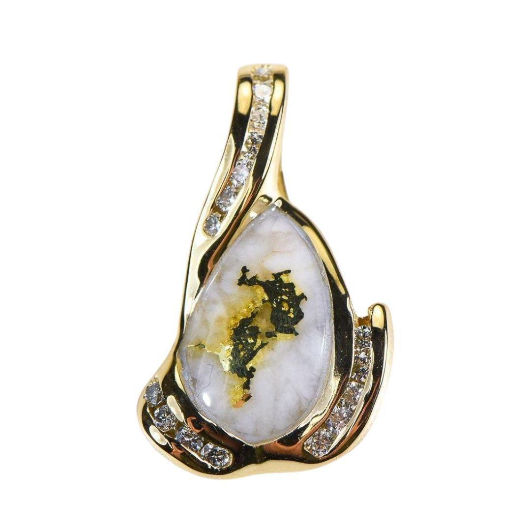 Orocal Gold Quartz Pendant with Diamonds - PDL106SD32Q-Destination Gold Detectors