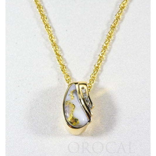 Orocal Gold Quartz Pendant with Diamonds PDL47SD8QX-Destination Gold Detectors