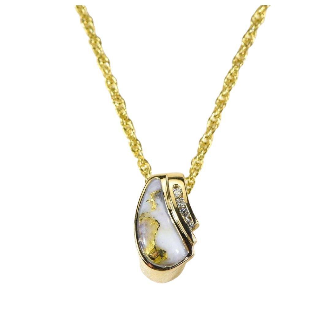 Orocal Gold Quartz Pendant with Diamonds PDL47SD8QX-Destination Gold Detectors