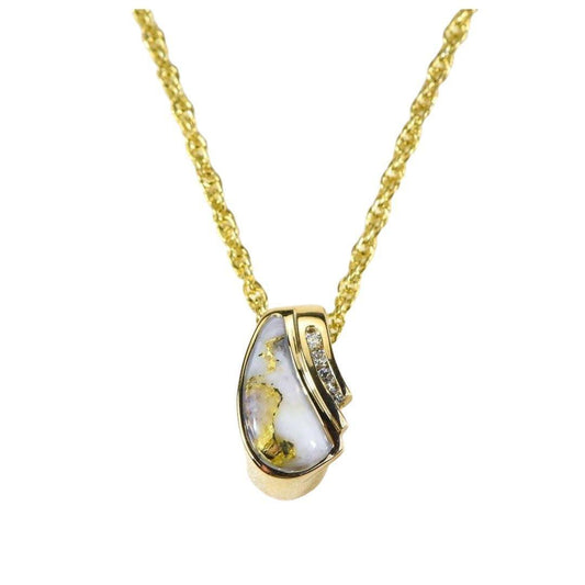 Orocal Gold Quartz Pendant with Diamonds PDL47SD8QX-Destination Gold Detectors