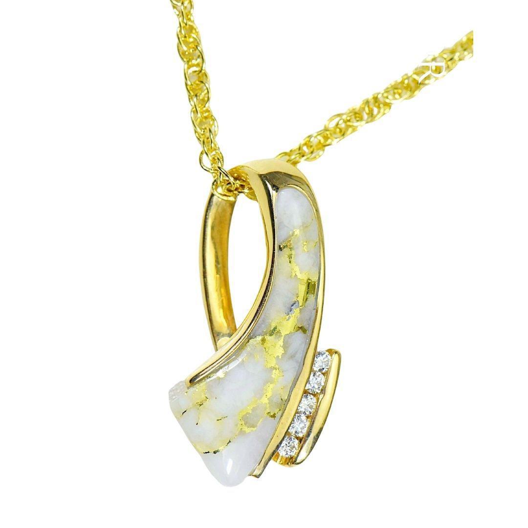 Orocal Gold Quartz Pendant with Diamonds PDL49D10QX-Destination Gold Detectors