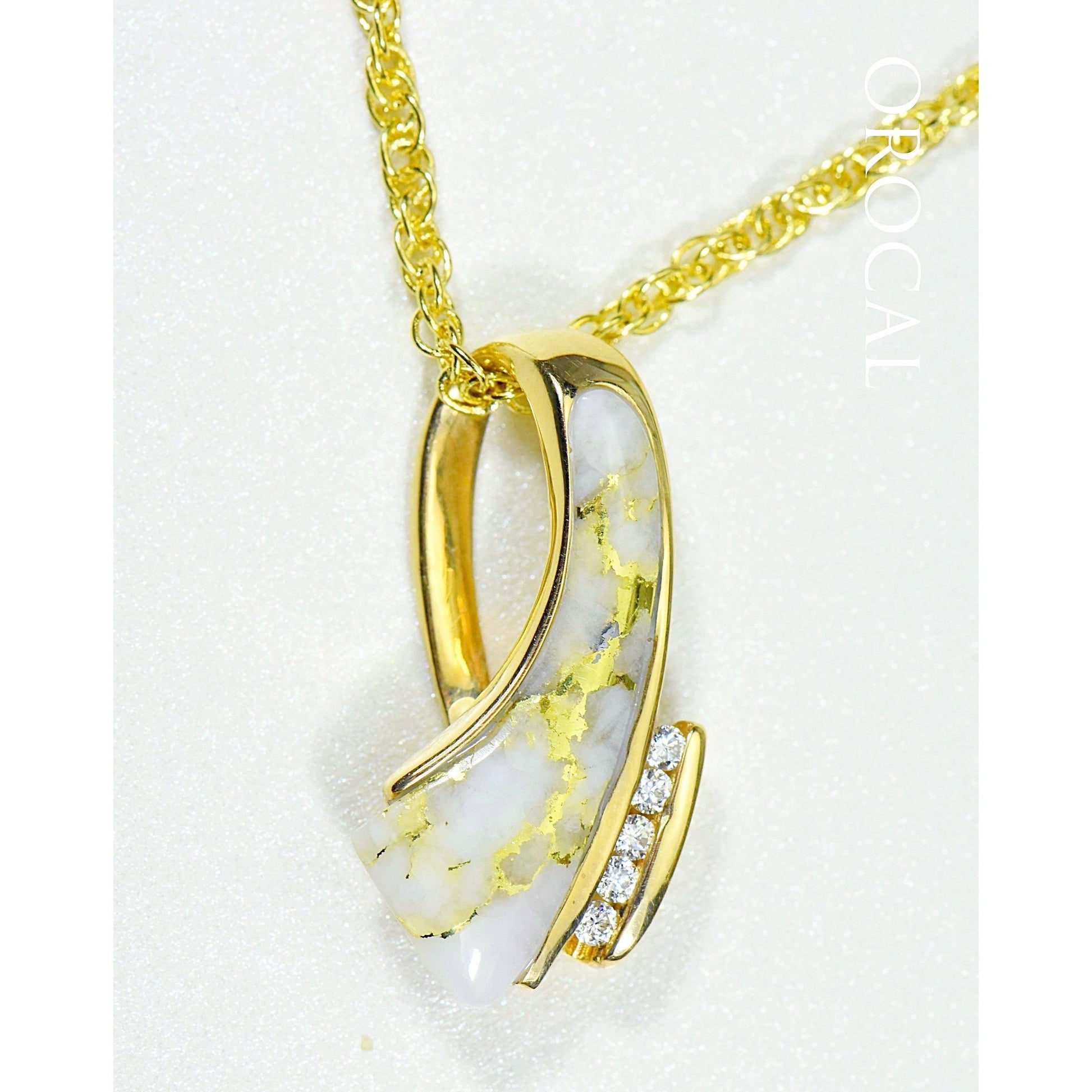 Orocal Gold Quartz Pendant with Diamonds PDL49D10QX-Destination Gold Detectors