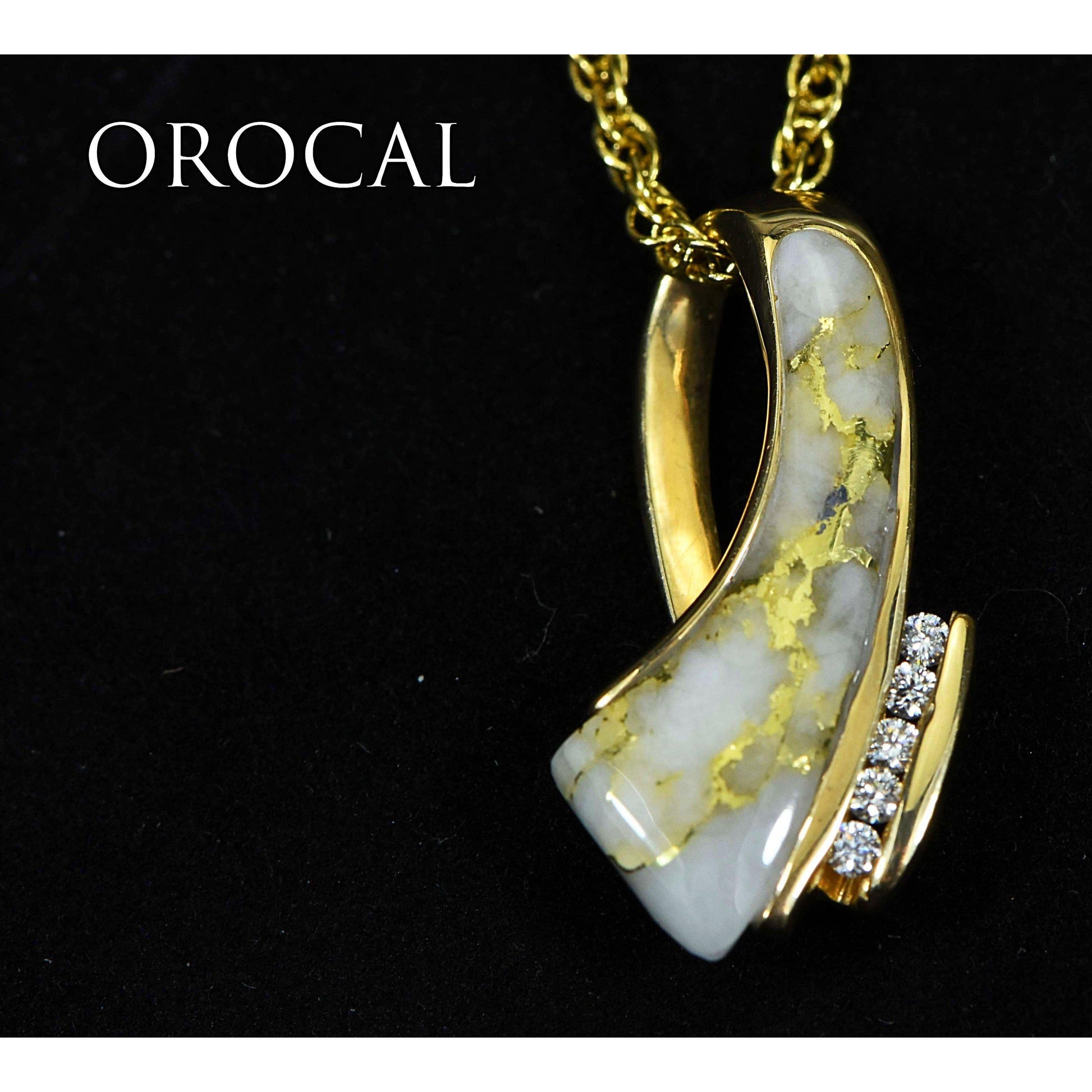 Orocal Gold Quartz Pendant with Diamonds PDL49D10QX-Destination Gold Detectors