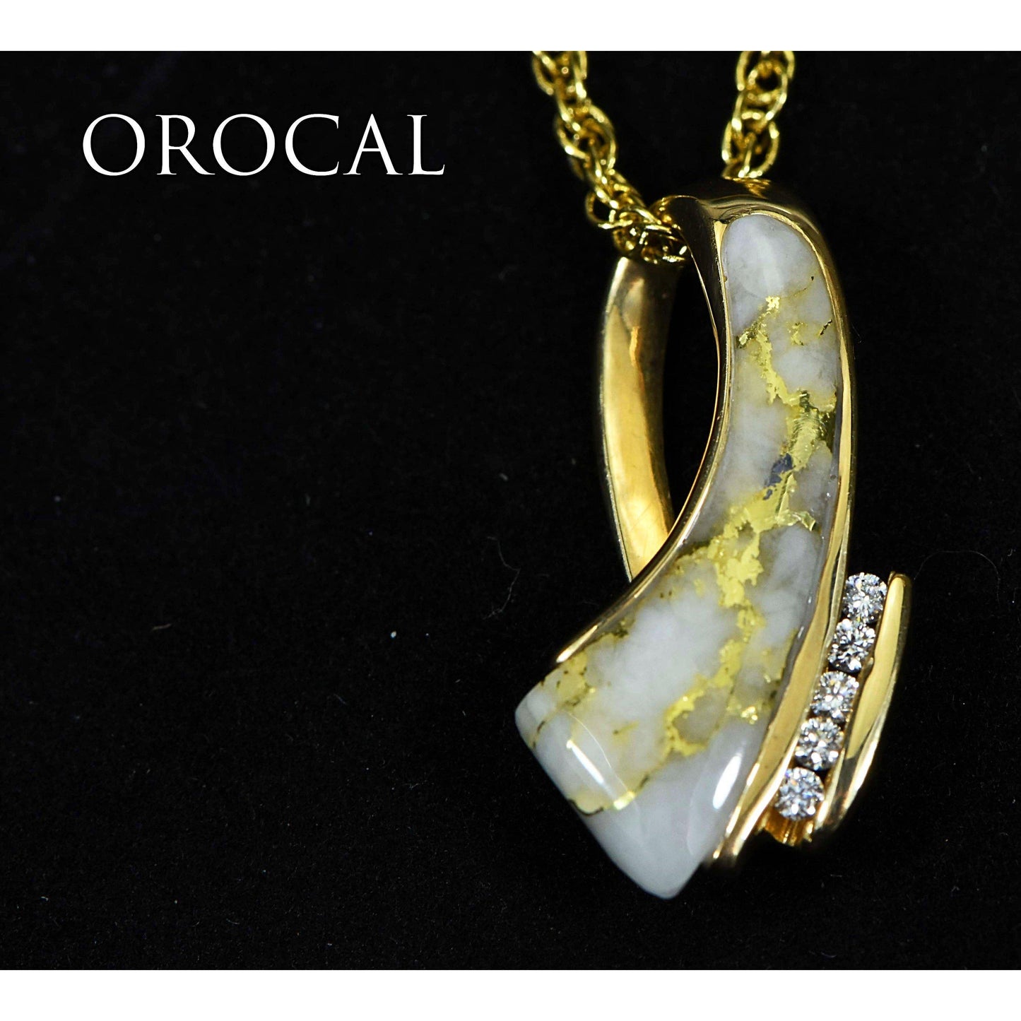 Orocal Gold Quartz Pendant with Diamonds PDL49D10QX-Destination Gold Detectors