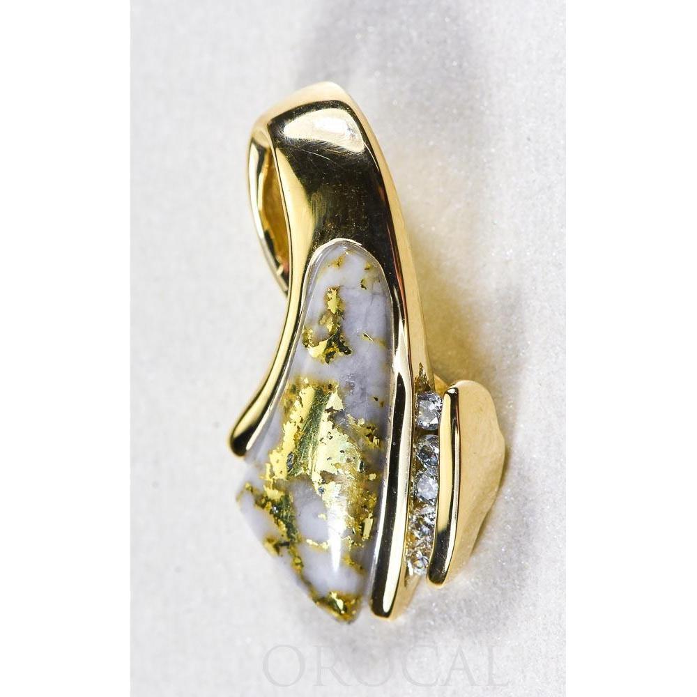 Orocal Gold Quartz Pendant with Diamonds PDL4SD10QX-Destination Gold Detectors
