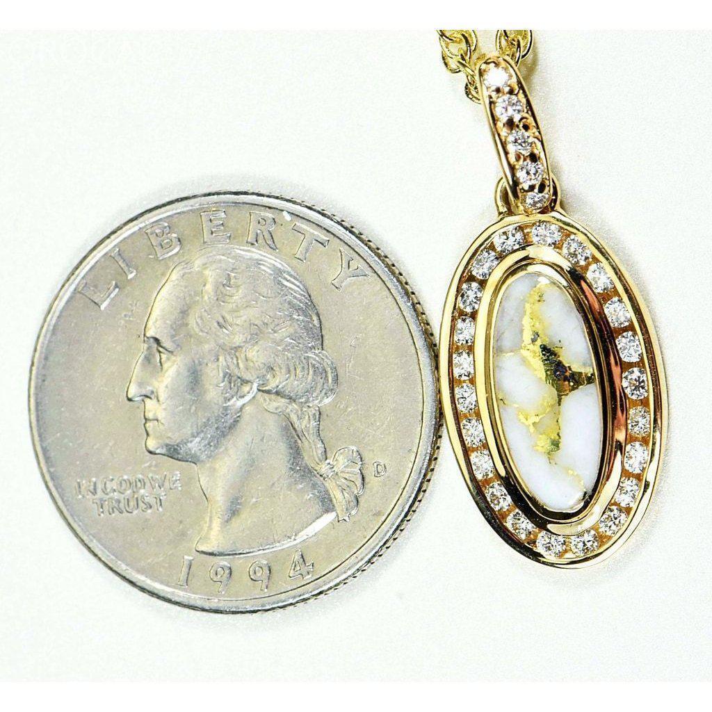 Orocal Gold Quartz Pendant with Diamonds PN1049DQX-Destination Gold Detectors