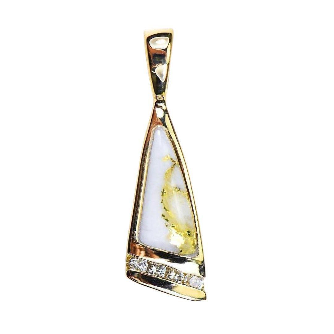 Orocal Gold Quartz Pendant with Diamonds PN1058DQ-Destination Gold Detectors