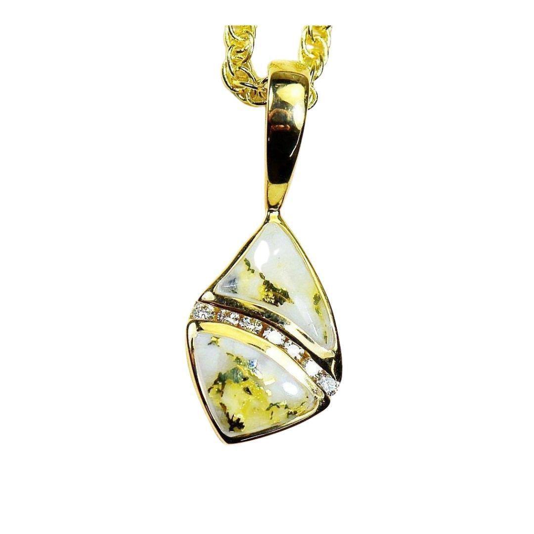Orocal Gold Quartz Pendant with Diamonds PN1071DQ-Destination Gold Detectors