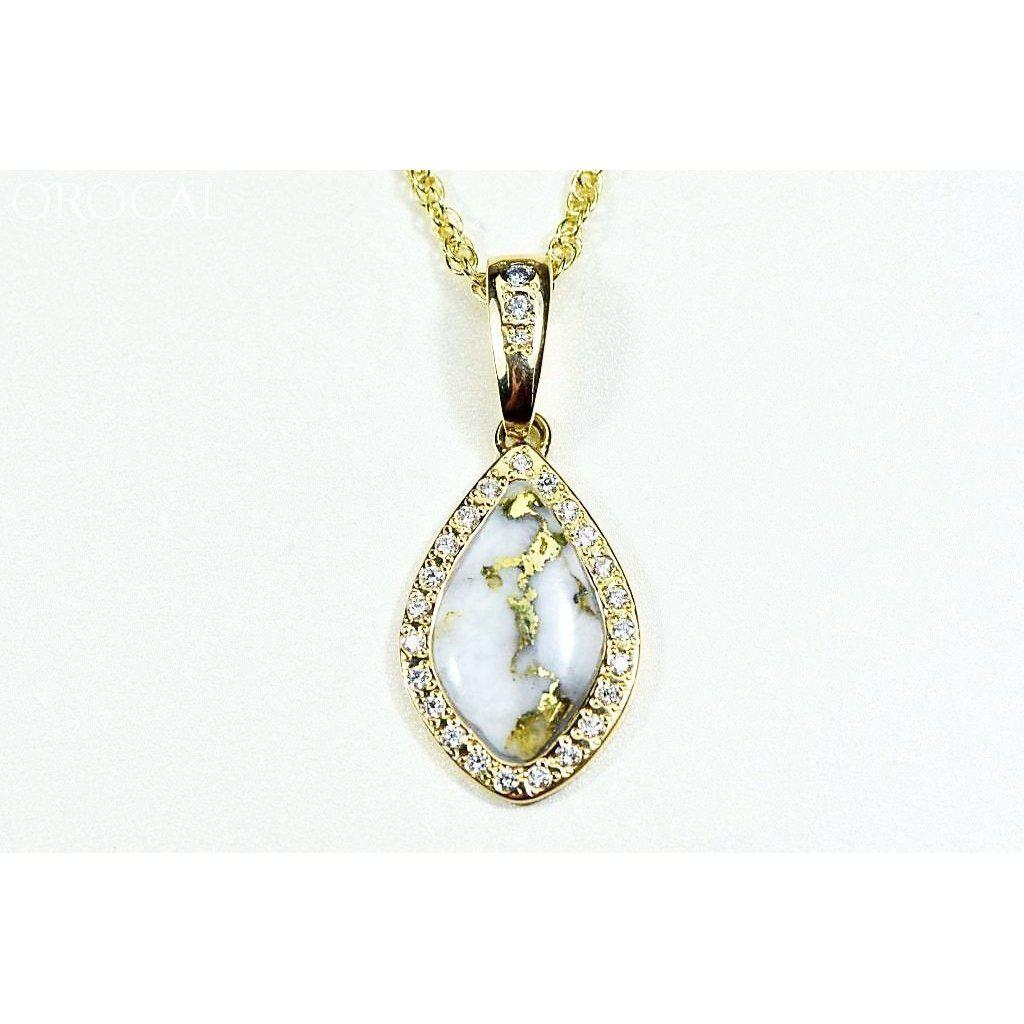 Orocal Gold Quartz Pendant with Diamonds PN1104DQ-Destination Gold Detectors