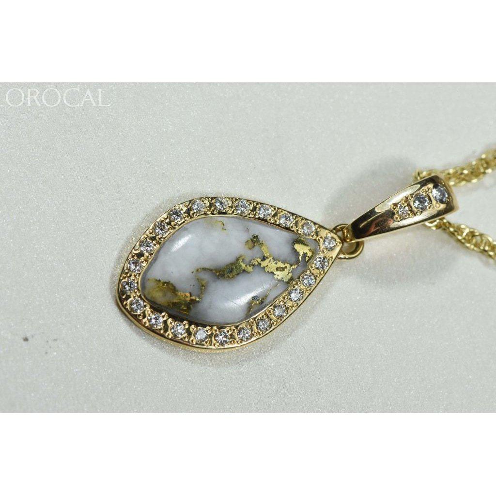 Orocal Gold Quartz Pendant with Diamonds PN1104DQ-Destination Gold Detectors
