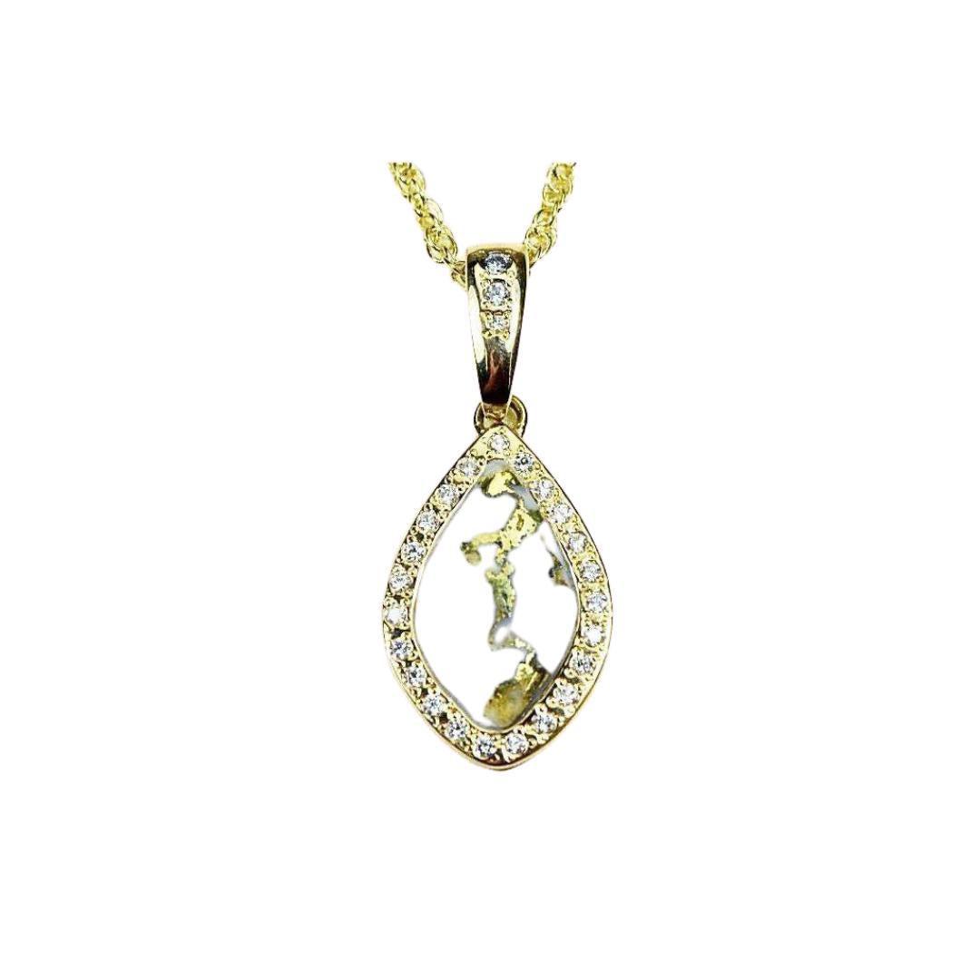 Orocal Gold Quartz Pendant with Diamonds PN1104DQ-Destination Gold Detectors