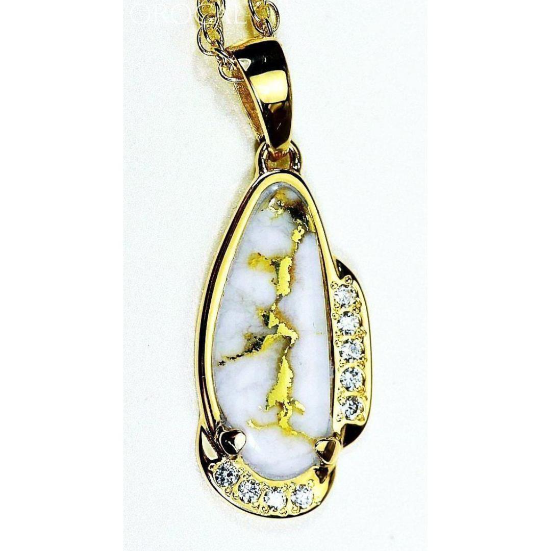 Orocal Gold Quartz Pendant with Diamonds PN1106SDQ-Destination Gold Detectors