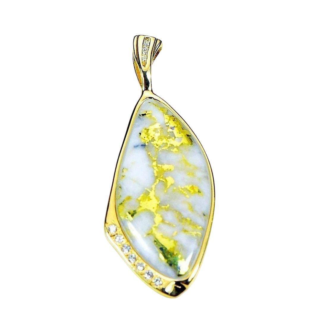 Orocal Gold Quartz Pendant with Diamonds PN1111DQ-Destination Gold Detectors