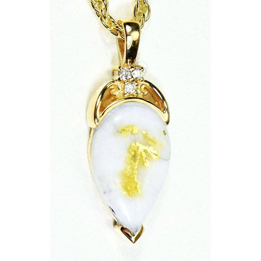 Orocal Gold Quartz Pendant with Diamonds PN1121DQ-Destination Gold Detectors