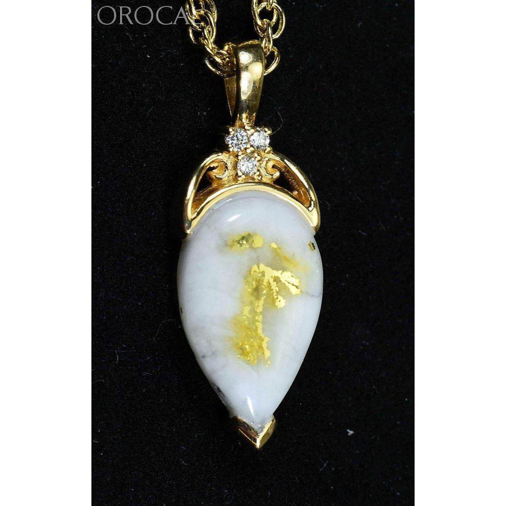 Orocal Gold Quartz Pendant with Diamonds PN1121DQ-Destination Gold Detectors