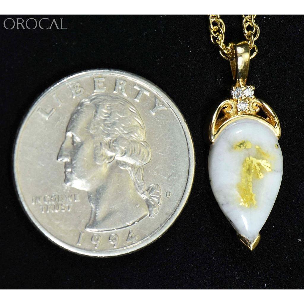 Orocal Gold Quartz Pendant with Diamonds PN1121DQ-Destination Gold Detectors