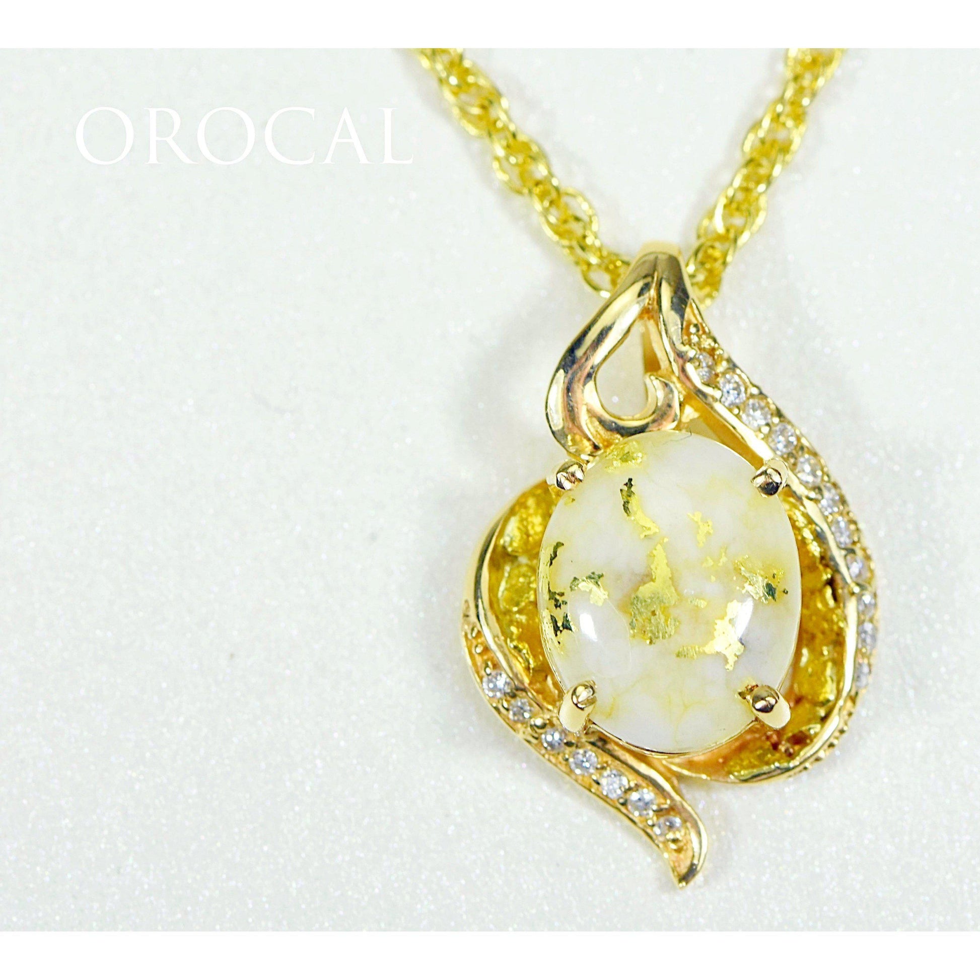 Orocal Gold Quartz Pendant with Diamonds PN1126DQ-Destination Gold Detectors