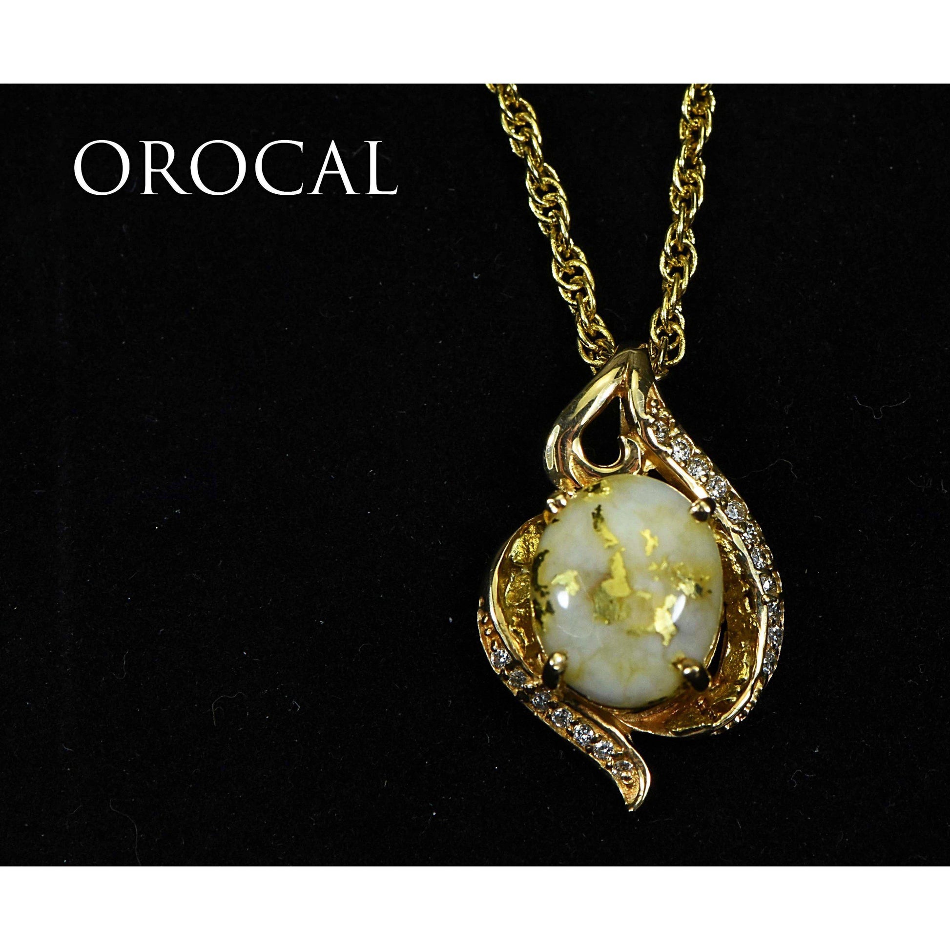 Orocal Gold Quartz Pendant with Diamonds PN1126DQ-Destination Gold Detectors