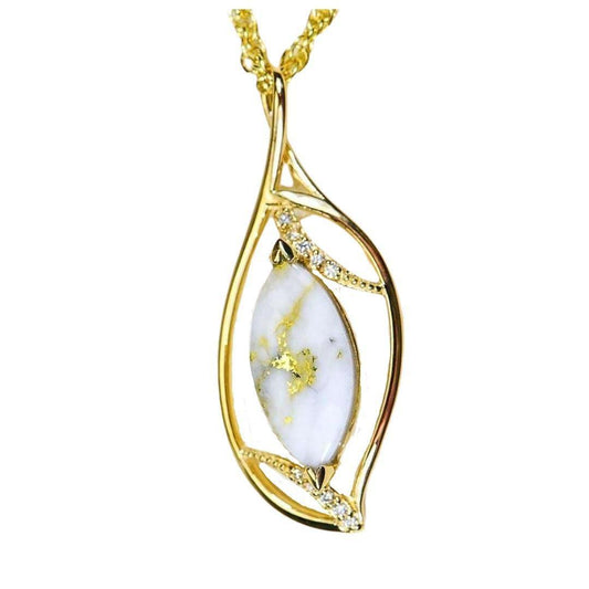 Orocal Gold Quartz Pendant with Diamonds PN1127DQ-Destination Gold Detectors