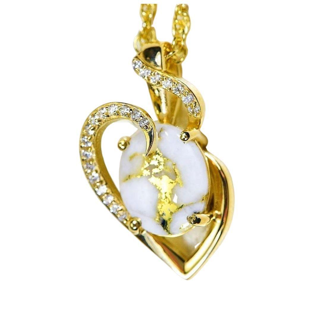 Orocal Gold Quartz Pendant with Diamonds PN1129DQ-Destination Gold Detectors