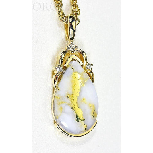 Orocal Gold Quartz Pendant with Diamonds PN1132DQ-Destination Gold Detectors