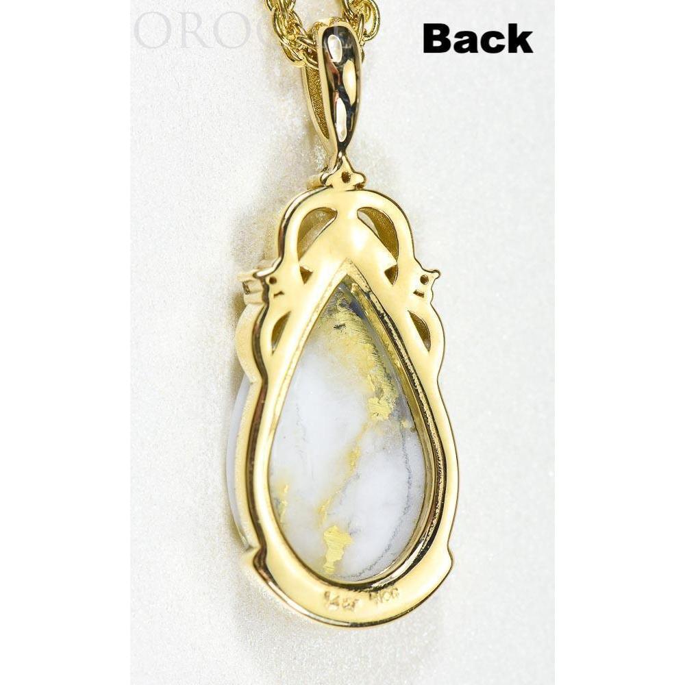 Orocal Gold Quartz Pendant with Diamonds PN1132DQ-Destination Gold Detectors