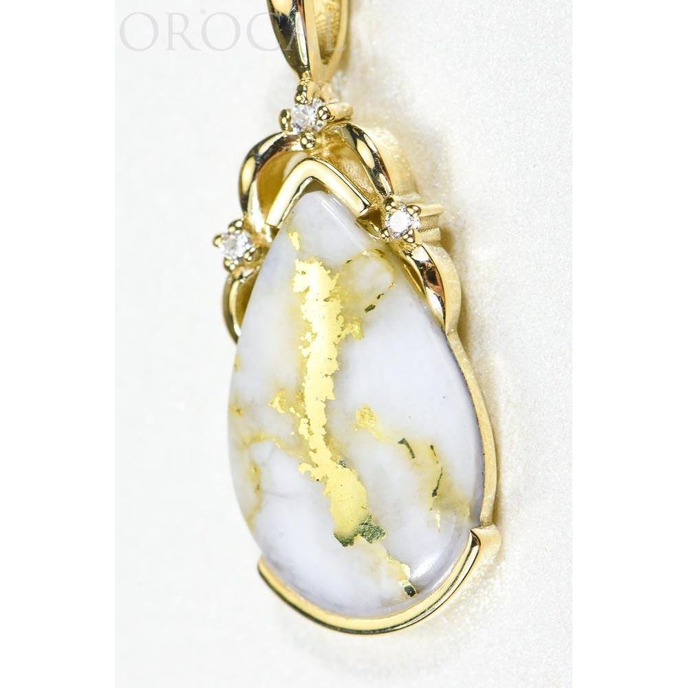 Orocal Gold Quartz Pendant with Diamonds PN1132DQ-Destination Gold Detectors